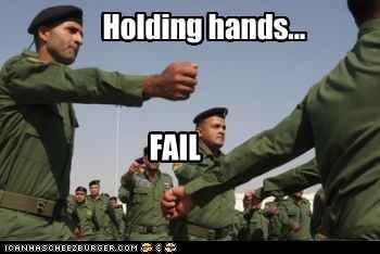 Holding hands. FAIL!