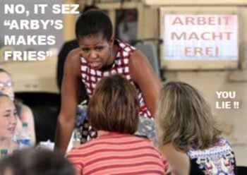 ARBEIT MACHT FREI - No, it says 'Arby's makes fries' - You lie!