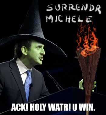 Surrender Michele - ACK! Holy water! You win!