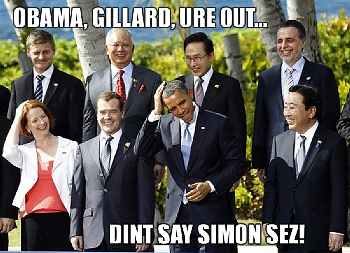 Obama, Gillard, you're out - I didn't say 'Simon Says'