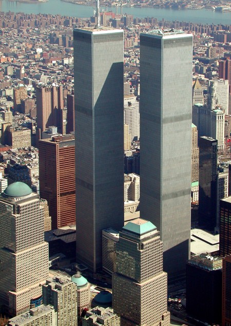Arial view of WTC in 2001